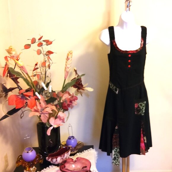 NWT DOLCEZZA Women's Unique Designed Quality Black Summer Dress  Size S 6 - Picture 6 of 9